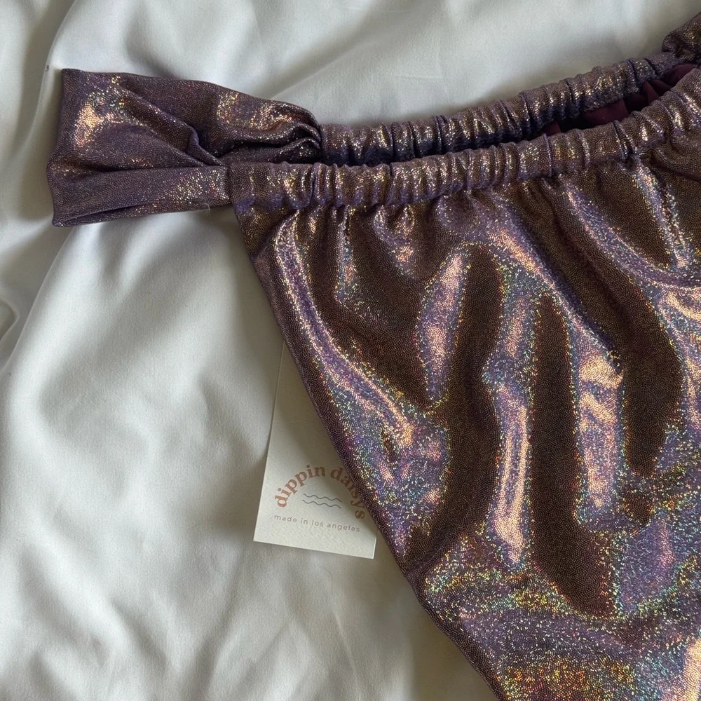 NWT Dippin’ Daisy’s Iridescent Holographic Purple Shimmer Bikini Set – Size XL - Picture 5 of 11